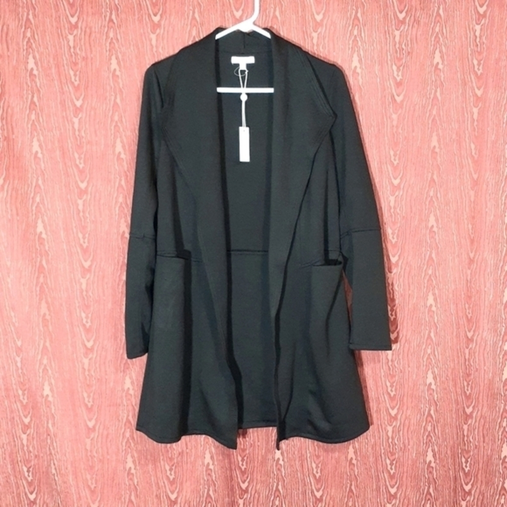 Max Studio Black Open Front Cardigan